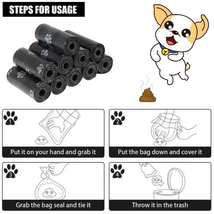 10/30 Roll Dog Poop Bags – Leak-Proof Pet Waste Bags for Outdoor Cleaning, 15 Bags per Roll Refill Garbage Bag Set