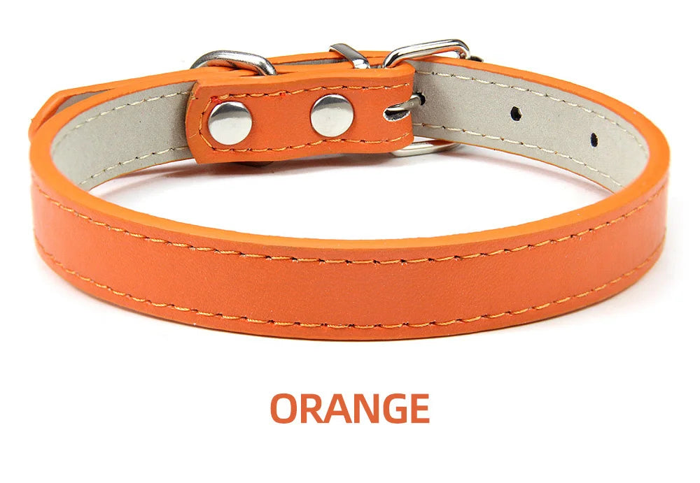 Soft Leather Adjustable Dog Collar – Safe & Stylish for Dogs and Cats