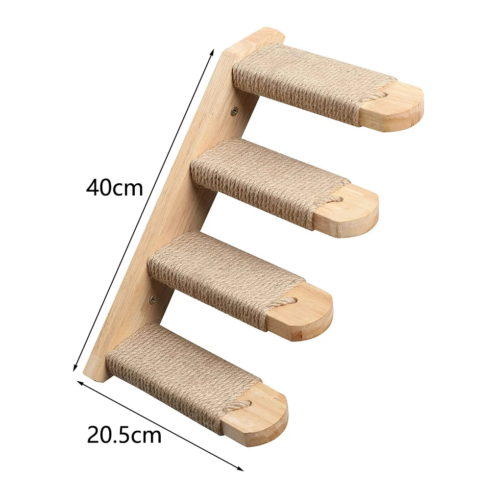 🐾 Wall-Mounted Cat Scratching Post – Wooden Kitten Tree with Thick Columns for Large Cats