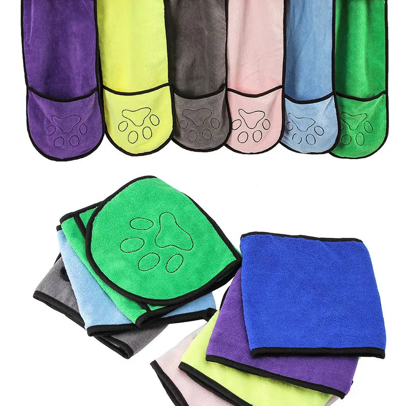 Pet Bath Towel for Cats & Dogs | Quick-Drying Absorbent Microfiber Gloves & Washcloth