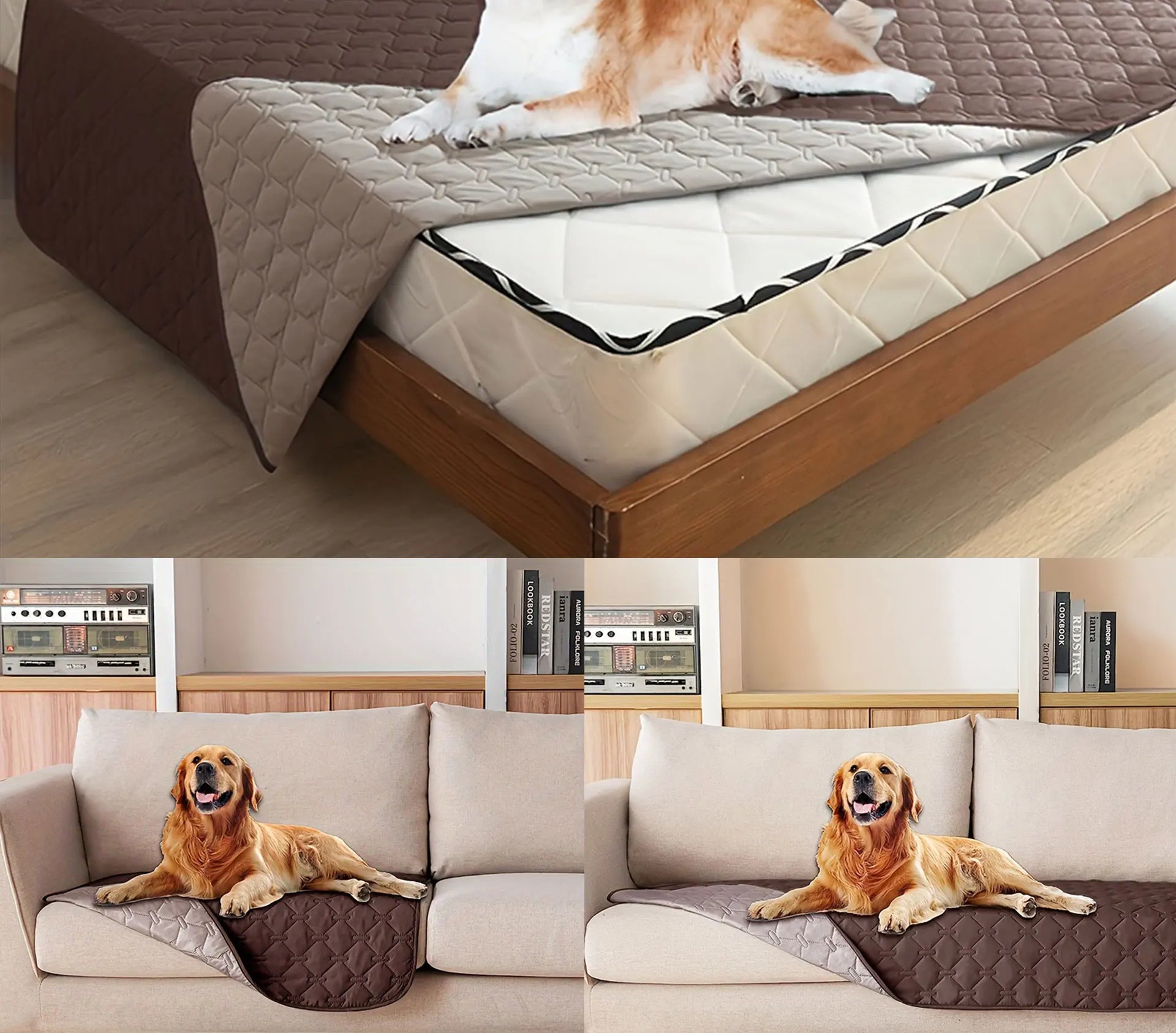 Double-Sided Reversible Dog Bed Cover – Waterproof Sofa & Furniture Protector Blanket for Pets & K