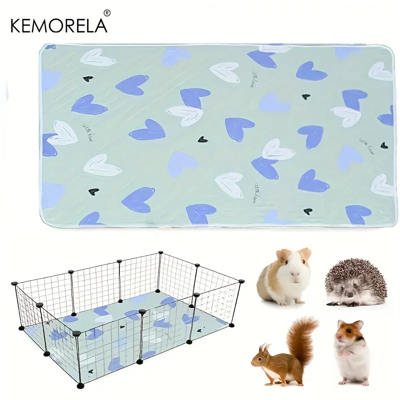 KEMORELA Washable Cage Mat for Guinea Pigs, Hamsters & Small Animals – 31"x47" Super Absorbent Non-Slip Pet Bedding