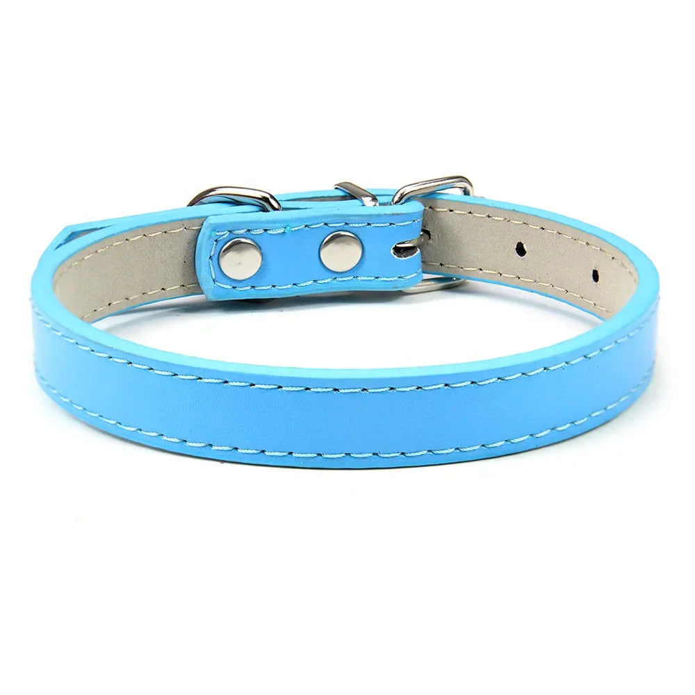 Soft Leather Adjustable Dog Collar – Safe & Stylish for Dogs and Cats