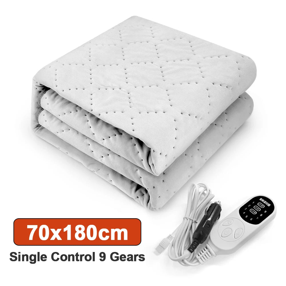 12V Electric Heated Car Blanket – 9 Heat Levels, Soft Travel Throw for Camping, Road Trips & Outdoor Use (Multiple Sizes)