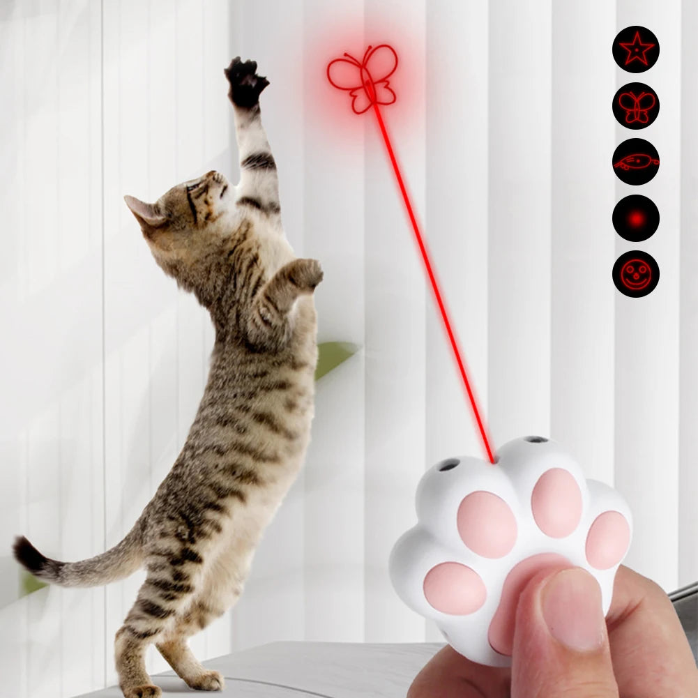 USB Rechargeable LED Laser Cat Toy – Interactive Pattern Light for Kitten Training & Play