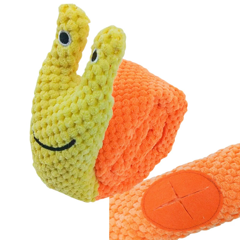 Dog Puzzle Feeder Toy – Foldable Snail Design with Squeaker