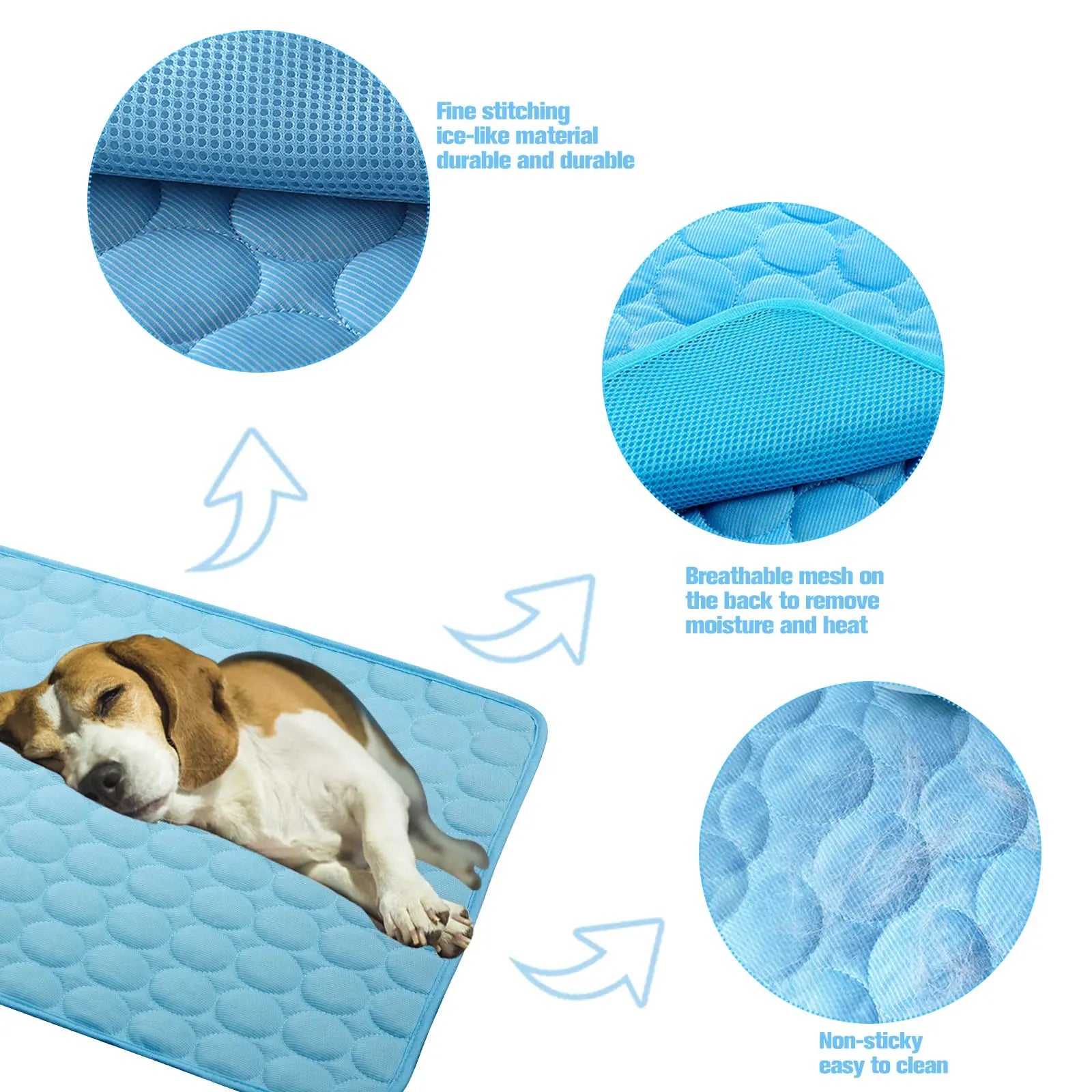 Breathable Dog Cooling Mat – Self-Cooling Summer Pad for Dogs & Cats, Large Crate Blanket