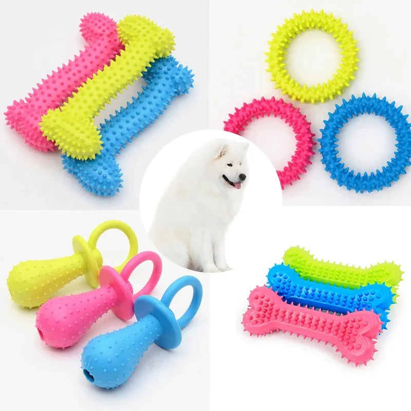 Rubber Chew Toy for Small Dogs – Teeth Cleaning & Bite-Resistant Puppy Training Toy
