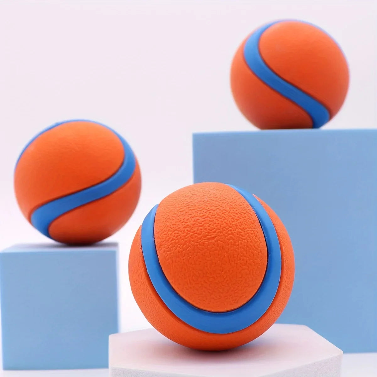 2pcs Orange Rubber Dog Balls – Durable Chew & Training Toys 🟠🐾