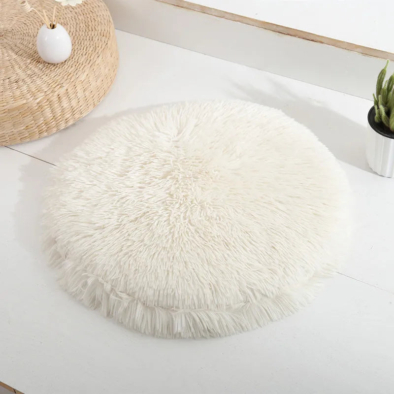 Soft Plush Round Cat Bed Mat – Cozy Fleece Sleeping Cushion for Cats & Small Dogs