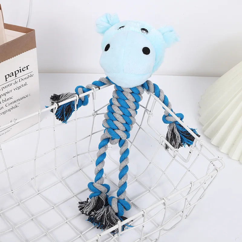 Animal-Shaped Dog Cotton Rope Chew Toys – Bite Resistant Teething Toy for Puppies & Dogs