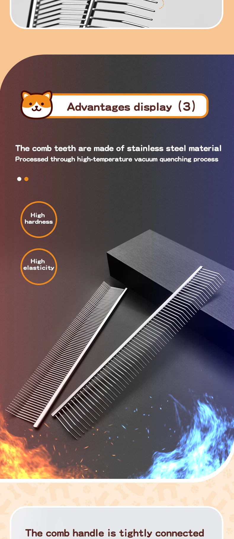 Curved Hook Pet Grooming Comb – Deep Deshedding & Fluffing Tool with Curved Teeth for Dogs & Cats