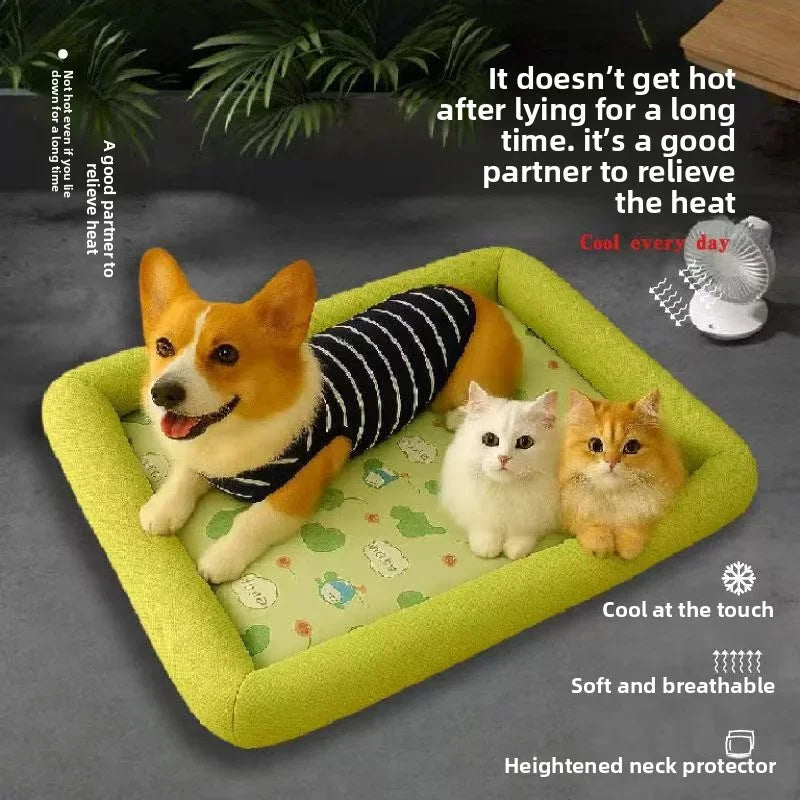 Cooling Puppy Bed – Summer Mat for Small to Large Dogs & Cats | Soft Fluffy Sofa Blanket Pet Cushion