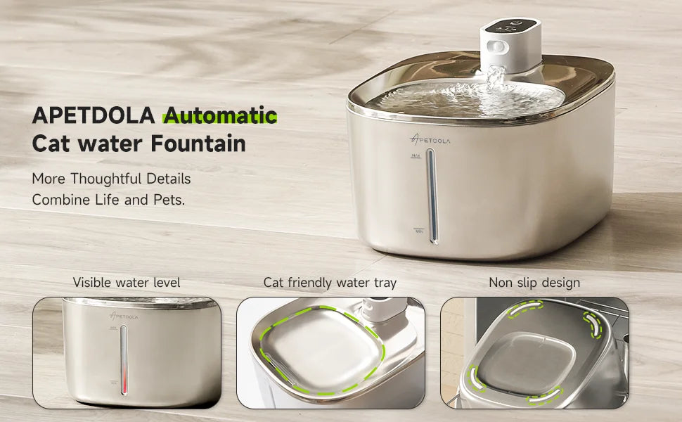🐾 APETDOLA 4L Wireless Cat Water Fountain – Auto Sensor Pet Drinking Dispenser