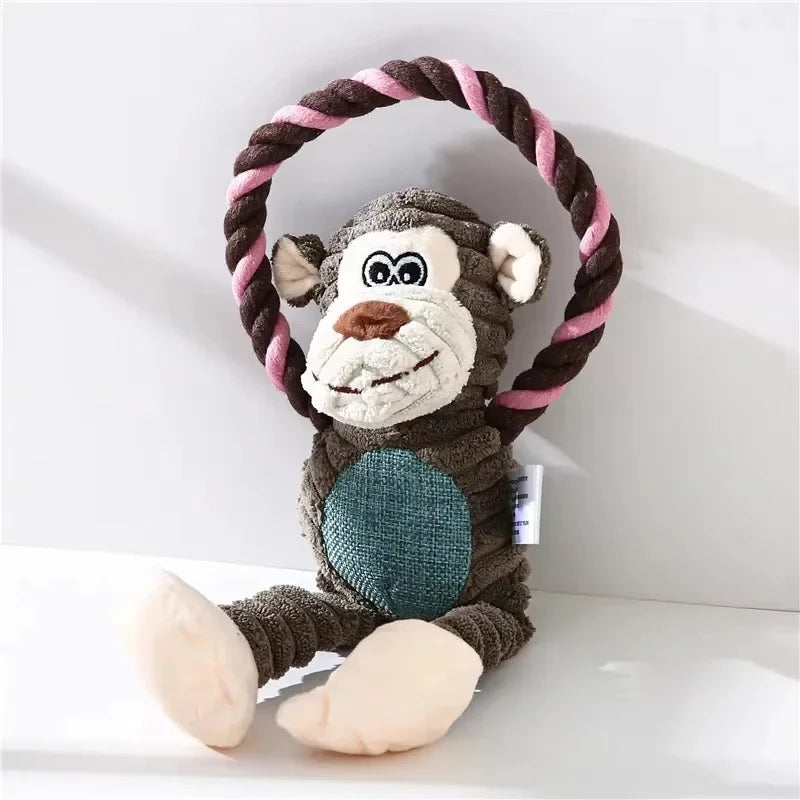 Plush Animal Squeaky Dog Toy – Bite-Resistant Chew & Play 🐾🧸
