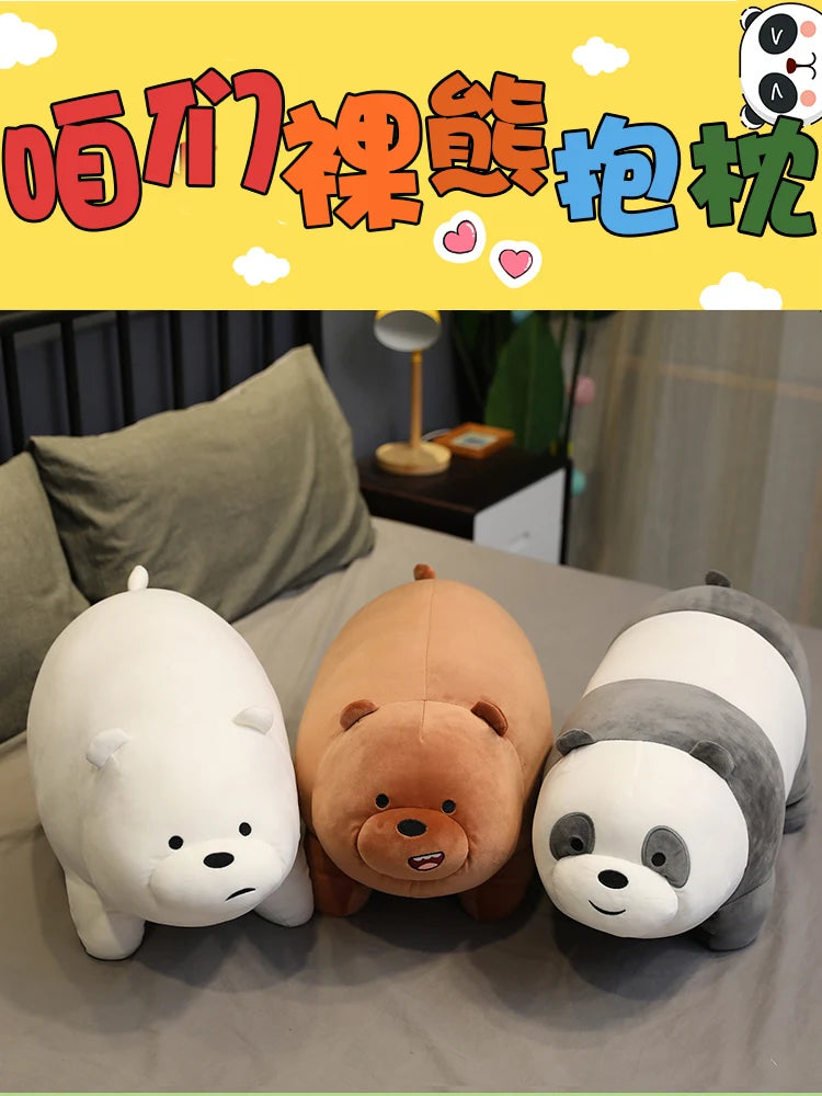 🧸 Original We Bare Bears Plush Toys – Grizzly, Panda & Ice Bear Stuffed Dolls 🐻🐼❄️