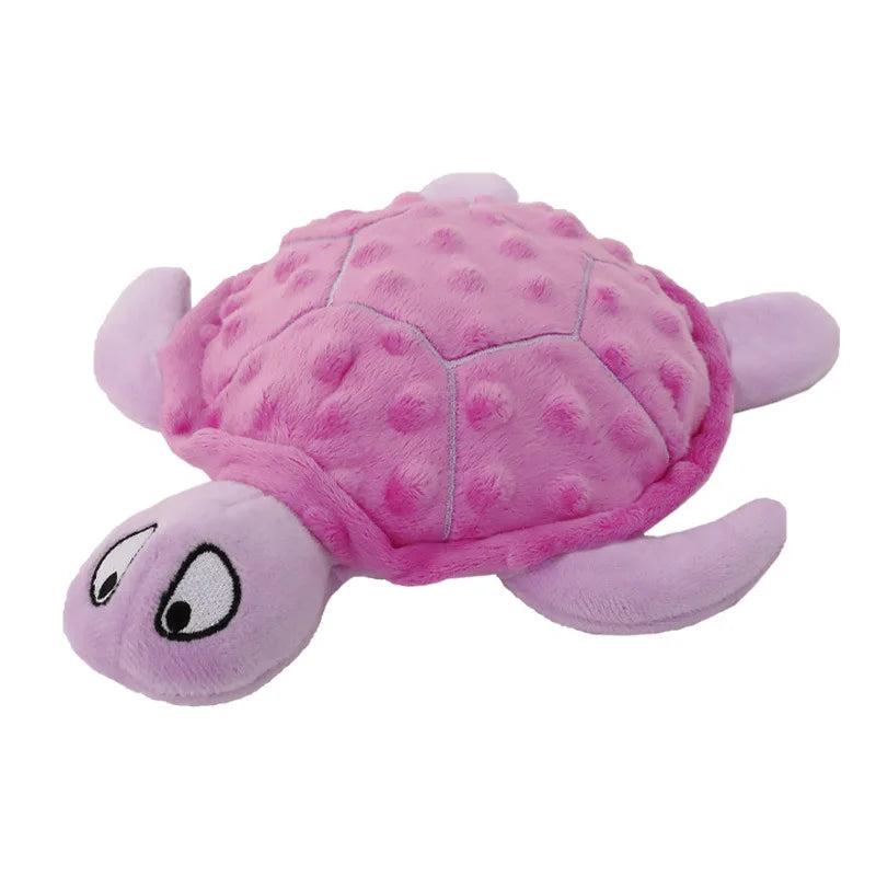 Turtle Plush Squeaky Dog Toy – No Stuffing, Crinkle & Chew 🐢🐶