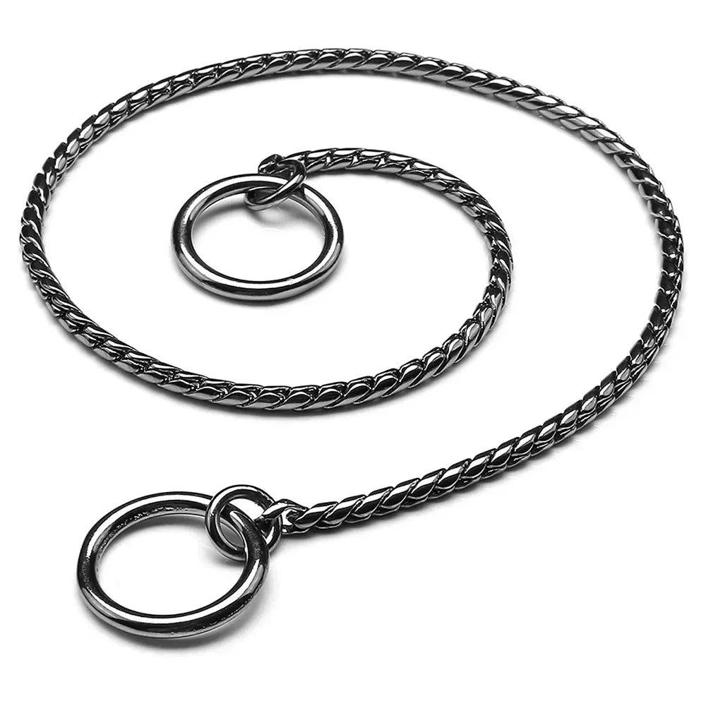 Dog Snake Chain Choke Collar – Metal Slip P Chain for Training & Walking