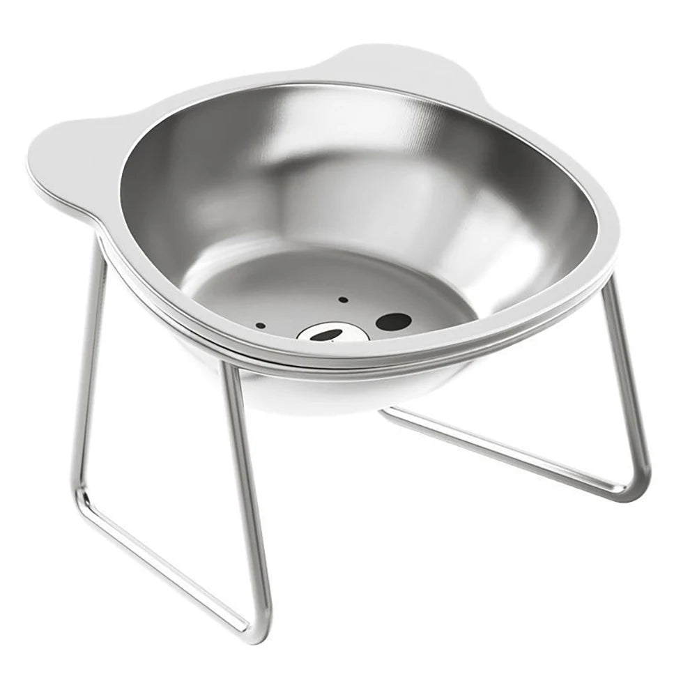 Stainless Steel Cat Food Bowl with Metal Stand