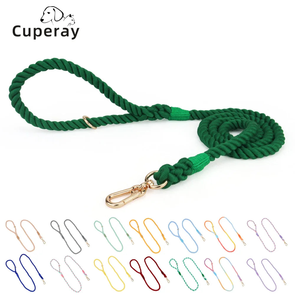 Hand-Woven Gradient Dog Leash – Multi-Function Cotton Rope Lead for Outdoor Walking & Training