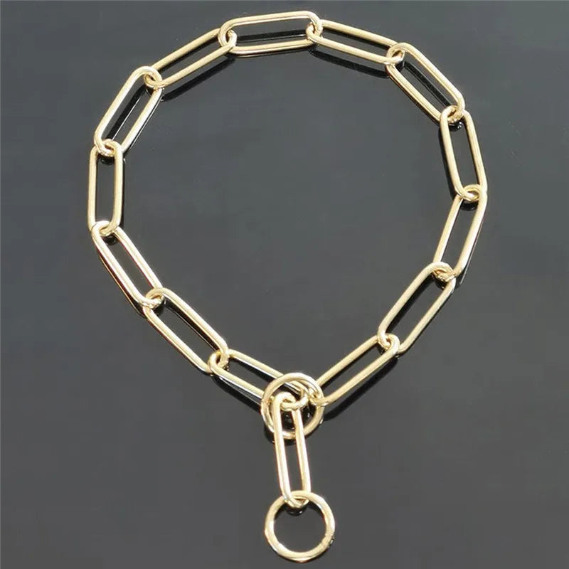 Classic Solid Copper Dog Chain Leash & Collar – Strong Brass P Chain for Medium & Large Dogs