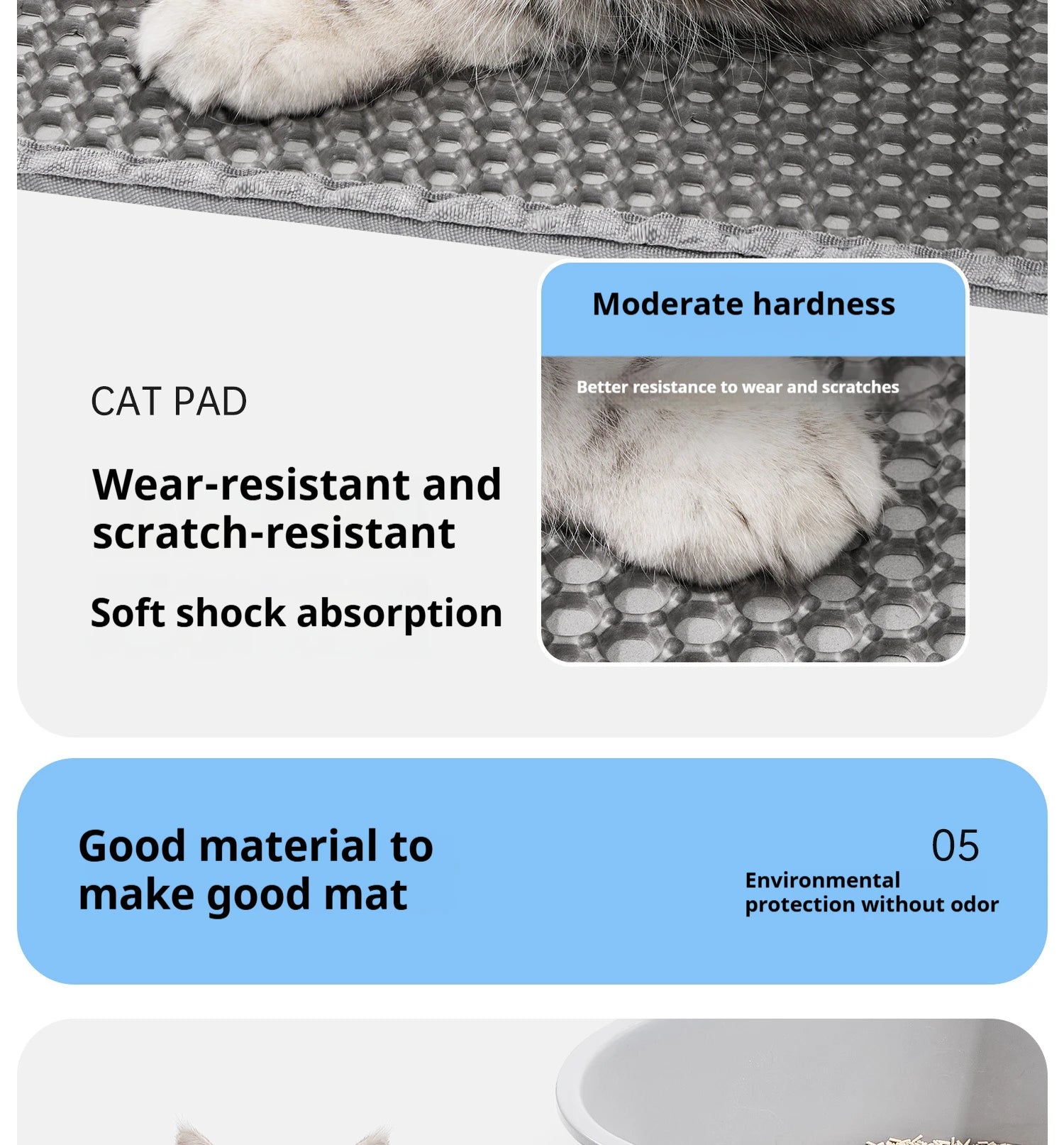 60x90cm Waterproof Double Layer Cat Litter Mat – Washable, Non-Slip Pet Toilet Mat for Litter Box Cleaning