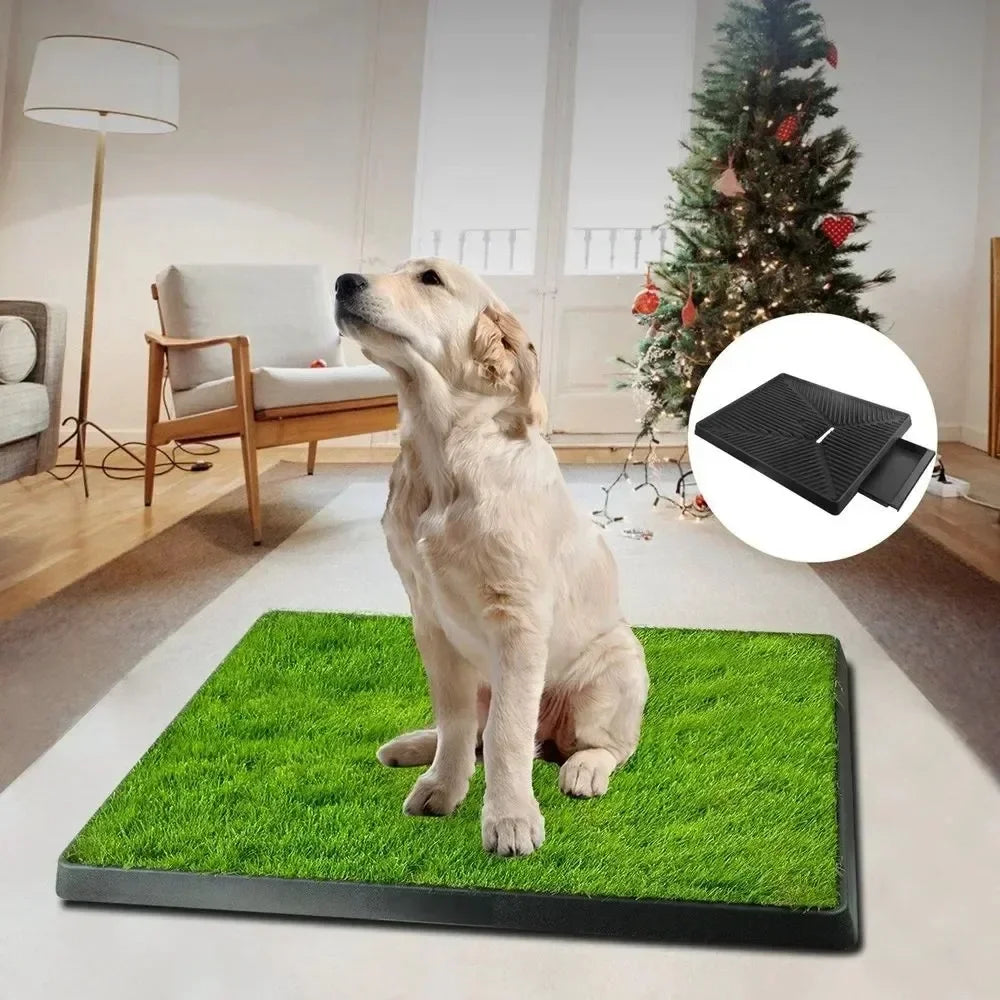 Portable 3-Layer Dog Potty Training Toilet with Synthetic Grass – Anti-Splash Puppy Urine Tray