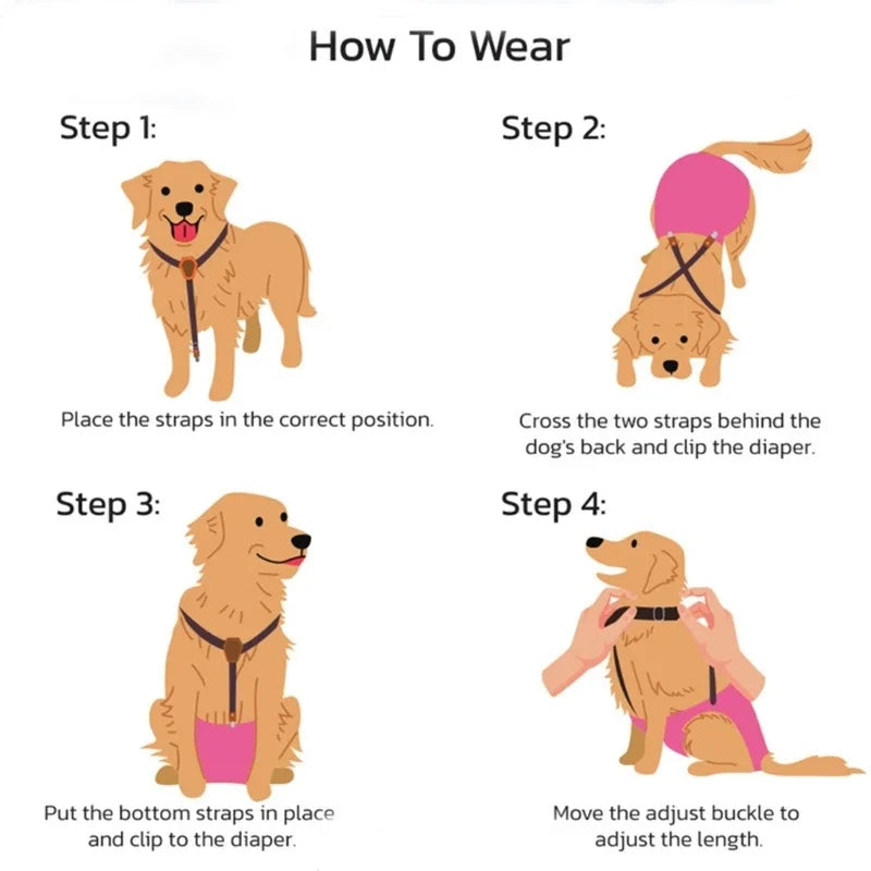 Dog Diaper Suspenders 🐾 Adjustable Non-Slip Pet Nappy & Belly Band Holder