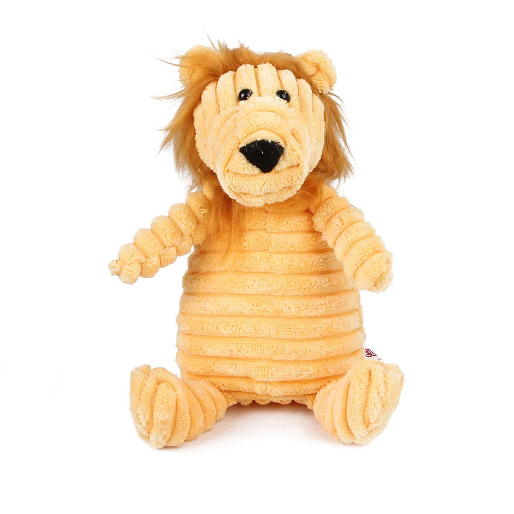 🐵🐷 Corduroy Monkey & Pig Plush Dog Toy – Squeaky, Durable & Fun