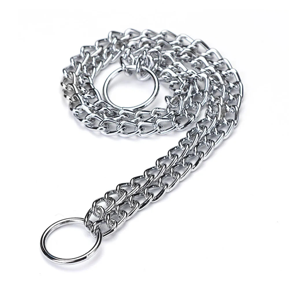 Double Row Stainless Steel Choke Collar – Adjustable Slip P Chain Dog Training Collar for Medium & Large Dogs