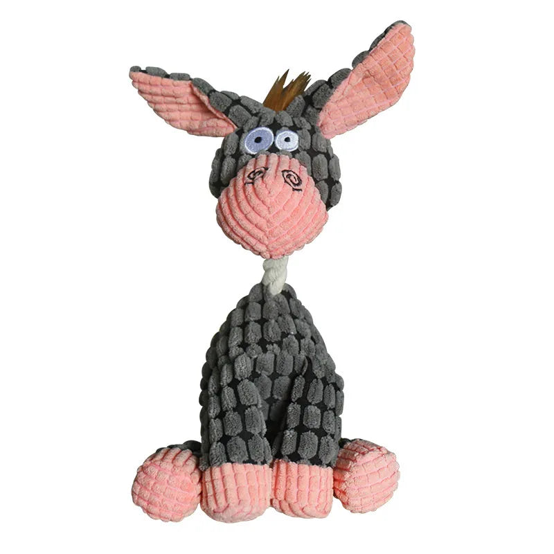 Donkey Plush Squeaky Dog Toy – Corduroy Chew & Training Toy for Puppies