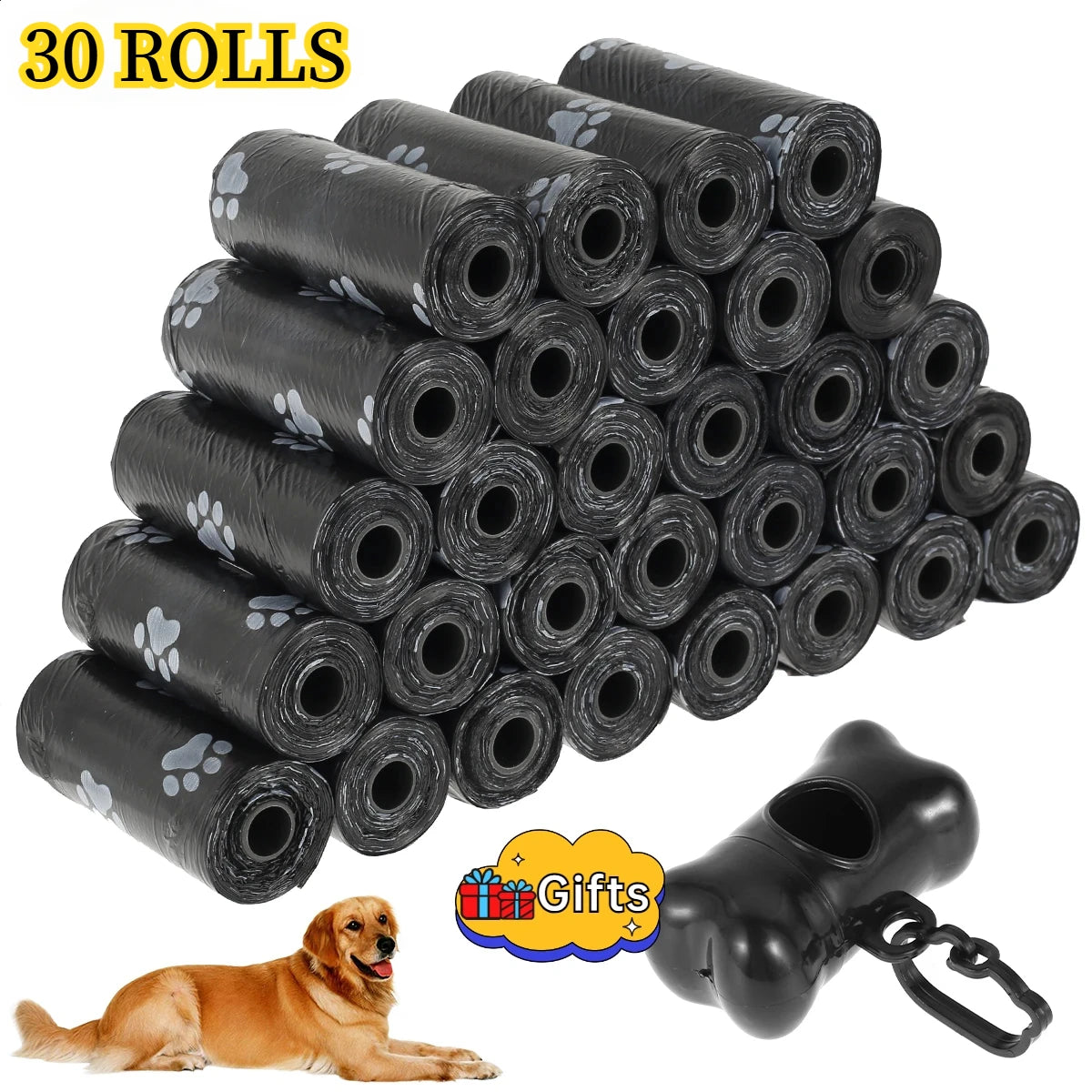 10/30 Roll Dog Poop Bags – Leak-Proof Pet Waste Bags for Outdoor Cleaning, 15 Bags per Roll Refill Garbage Bag Set