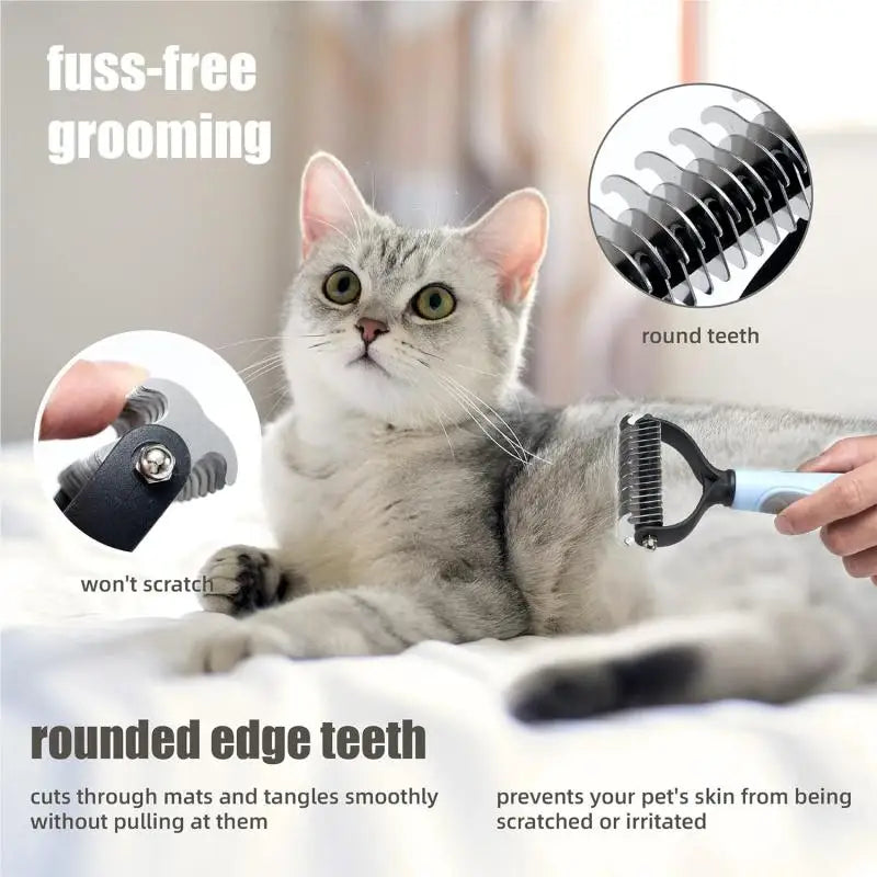 All-in-One Dog & Cat Hair Remover Brush – Grooming Comb for Long, Short & Curly Hair
