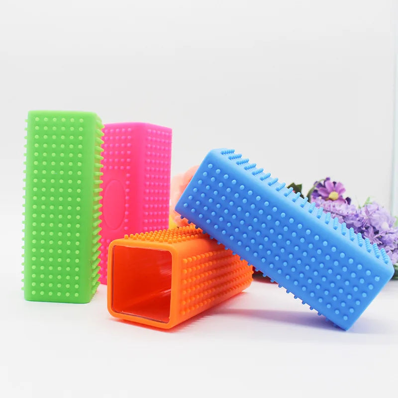 Silicone Rubber Pet Hair Remover Brush – Hollow Design for Dogs & Cats – Reusable Cleaner for Furniture, Cars, Carpet & Clothes