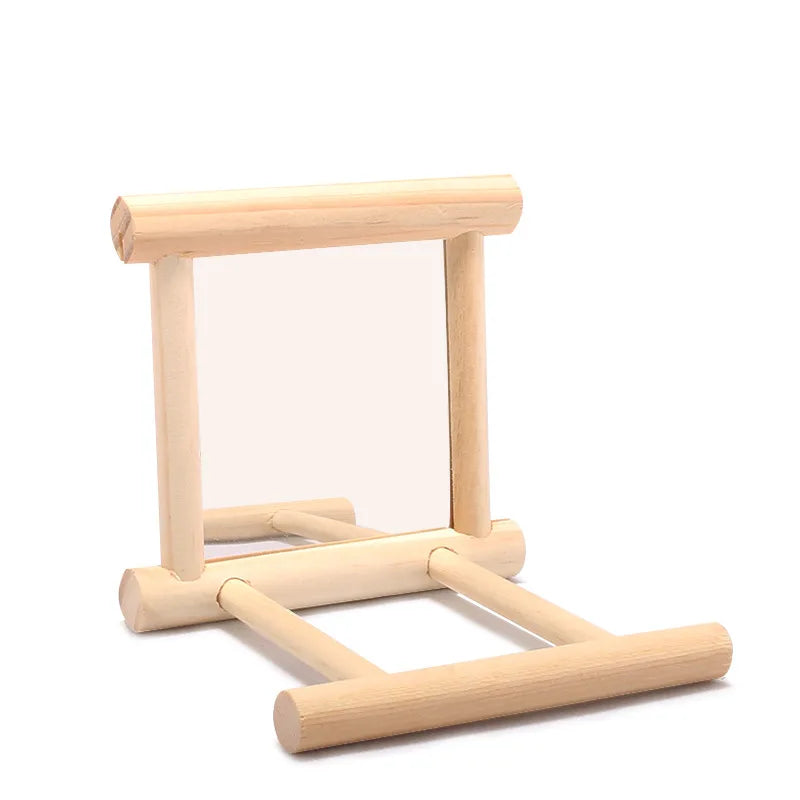 Bird Mirror Toy with Perch – Cage Accessory for Parrots, Budgies & Cockatiels