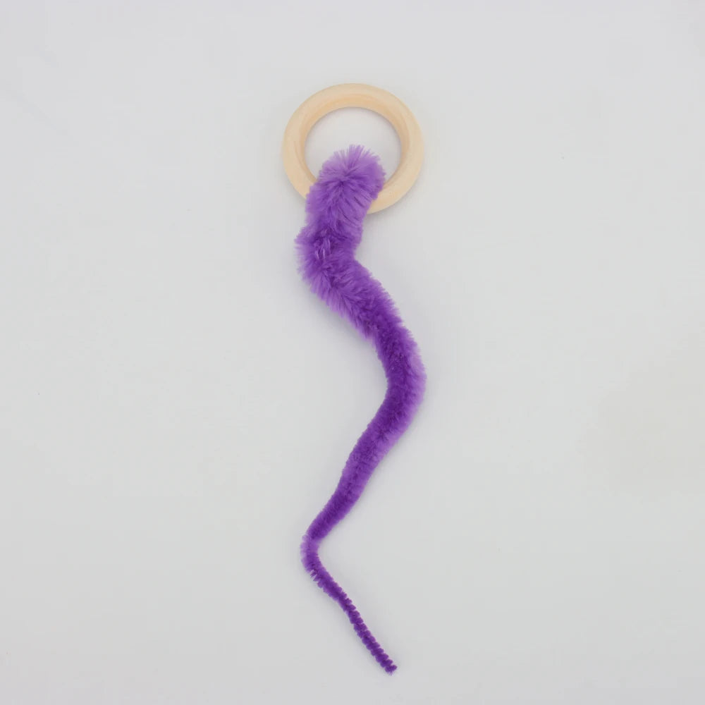 Plush Long Tail Cat Toy – Interactive Ball with Wood Ring for Training