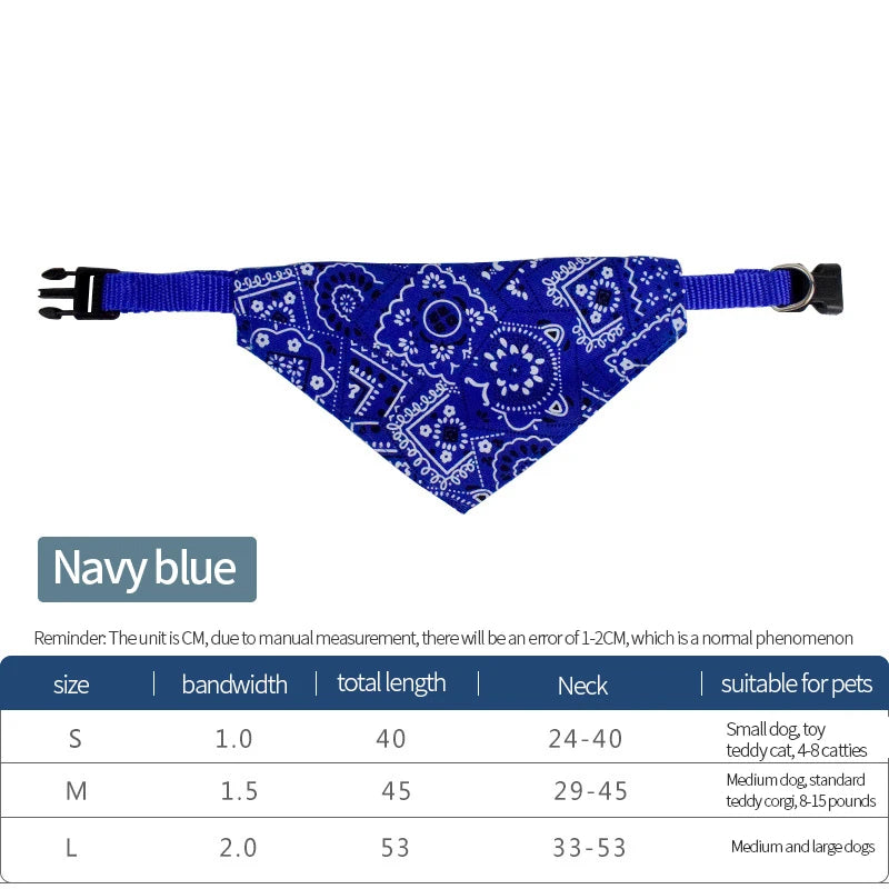 Adjustable Pet Triangle Scarf – Printed Dog & Cat Saliva Towel Neckerchief for Puppies & Kittens