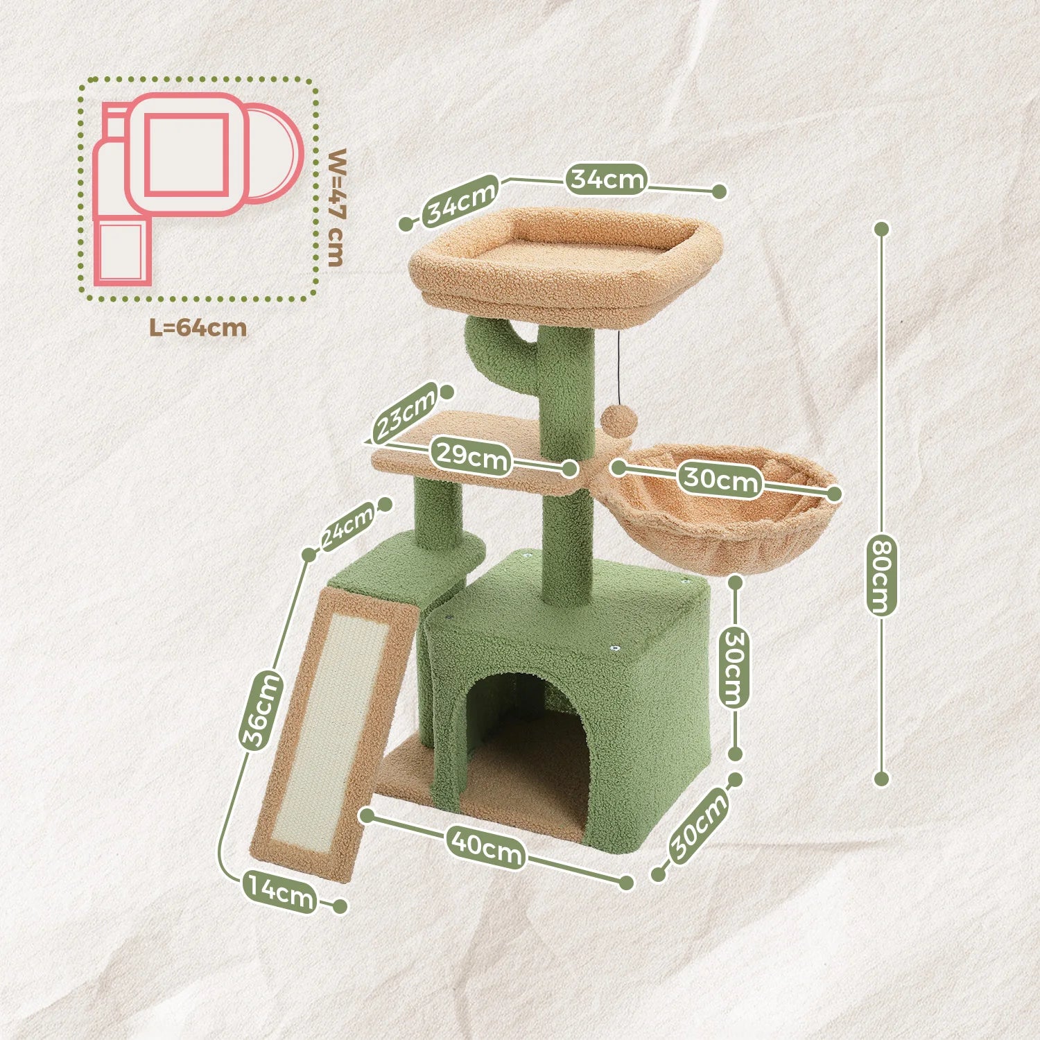 Cat Tree Tower – Scratching Posts, Hammock & Perch