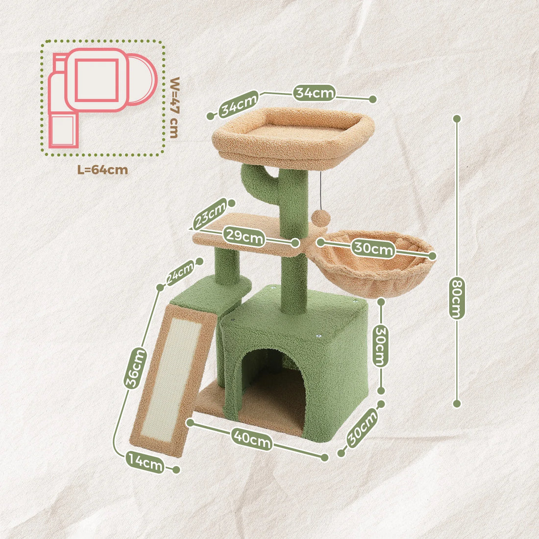 Cat Tree Tower – Scratching Posts, Hammock & Perch