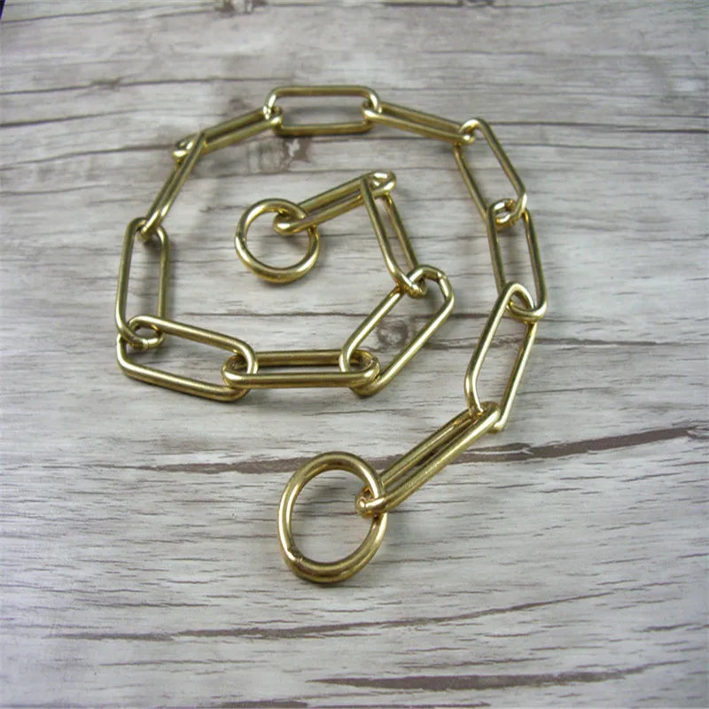 Classic Solid Copper Dog Chain Leash & Collar – Strong Brass P Chain for Medium & Large Dogs
