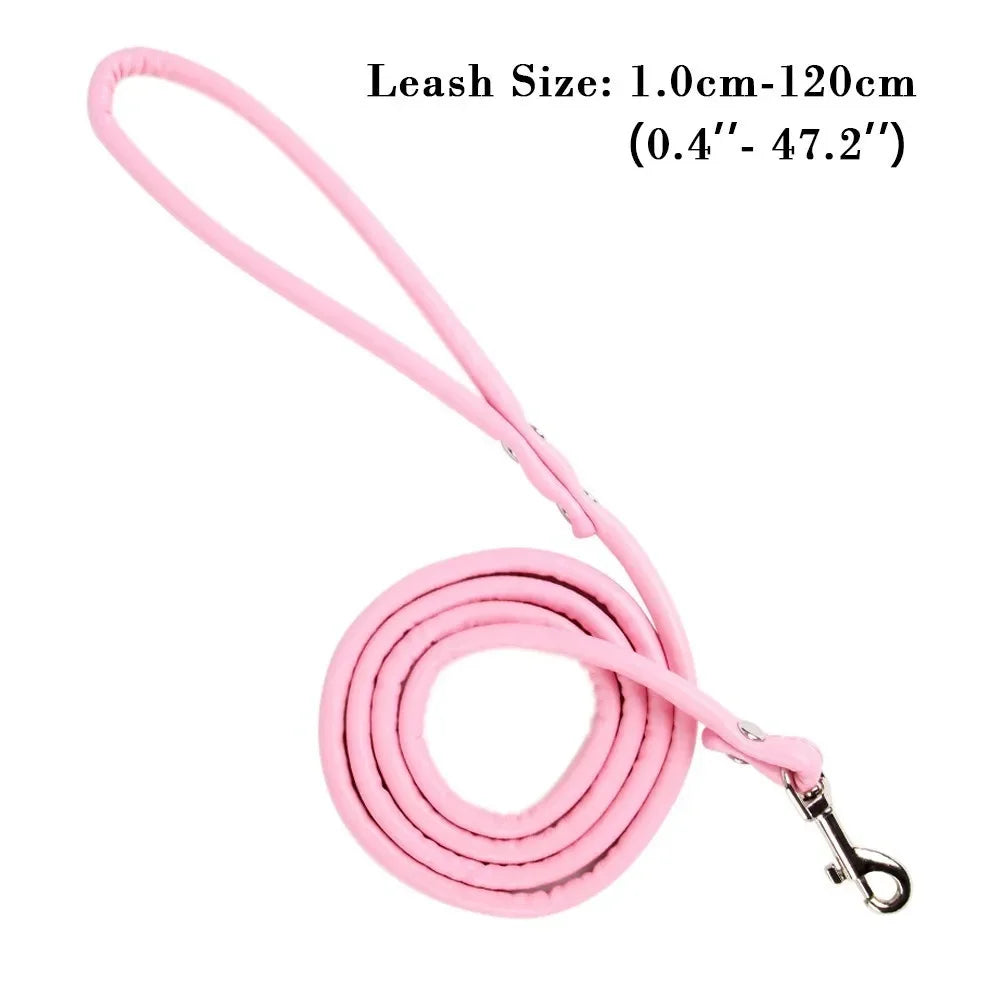 Soft PU Leather Dog Leash – 120cm Smooth Lead for Small Dogs & Puppies