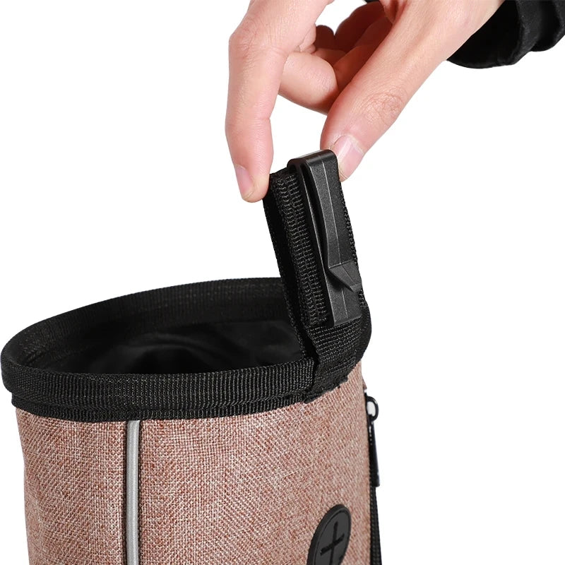 Dog Treat Training Pouch with Built-in Poop Bag Dispenser – Outdoor Pet Training Bag for Toys, Kibble & Treats