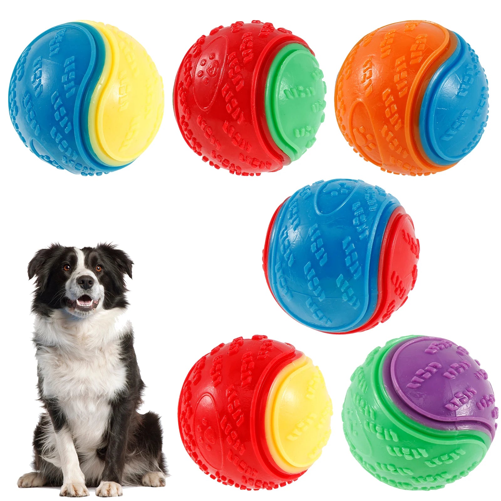 6PCS Squeaky Dog Balls – Interactive TPR Chew Toys for Dogs, Bite-Resistant & Teeth Cleaning Pet Toys