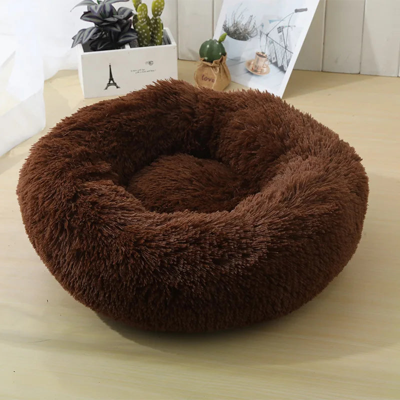 Home Plush Pet Nest – Warm Detachable & Washable Round Cat & Dog Bed