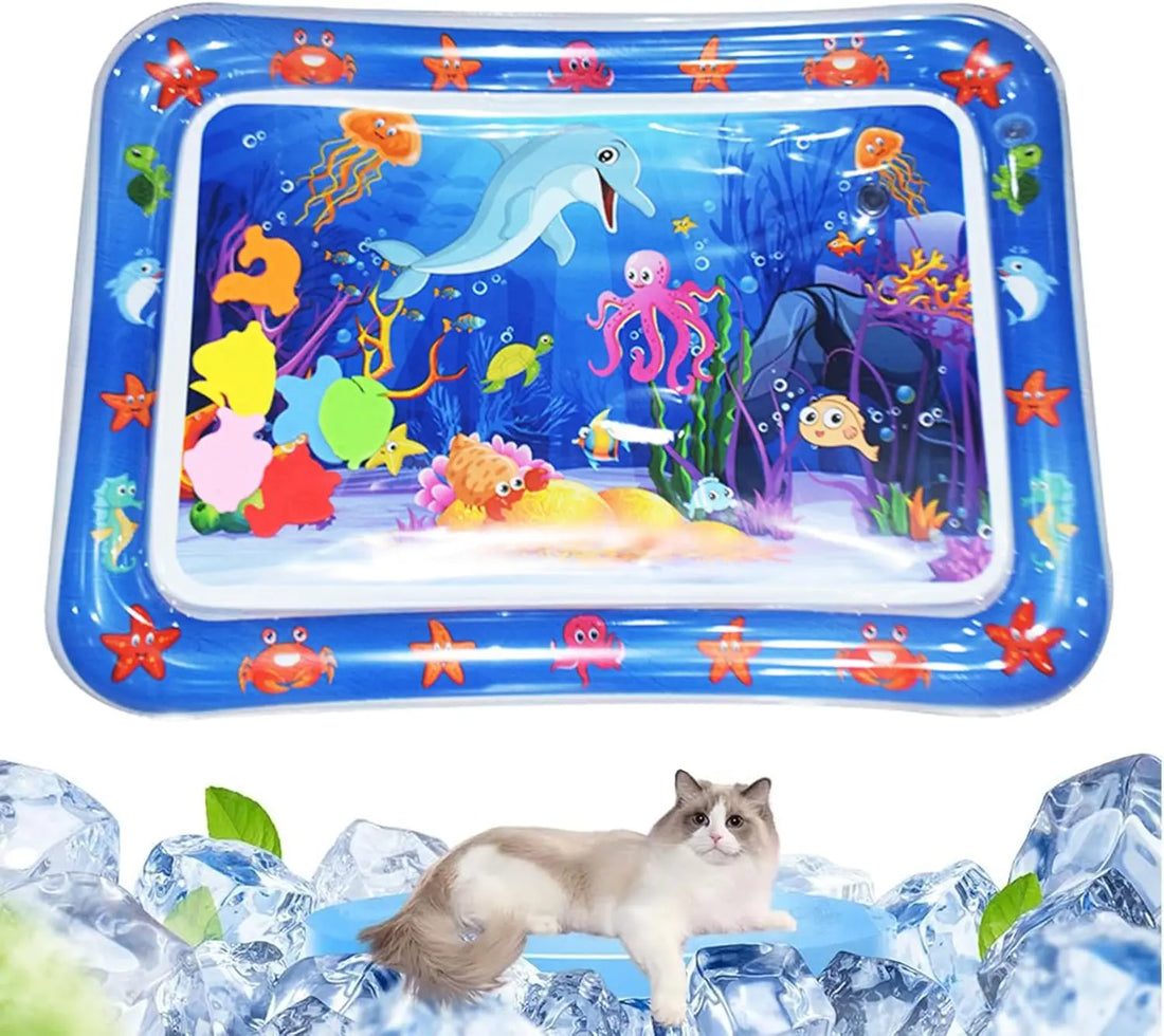 Interactive Water Sensory Play Mat for Cats & Dogs – Inflatable Thickened Sea Toy Mat with Floating Fish (2024 New)