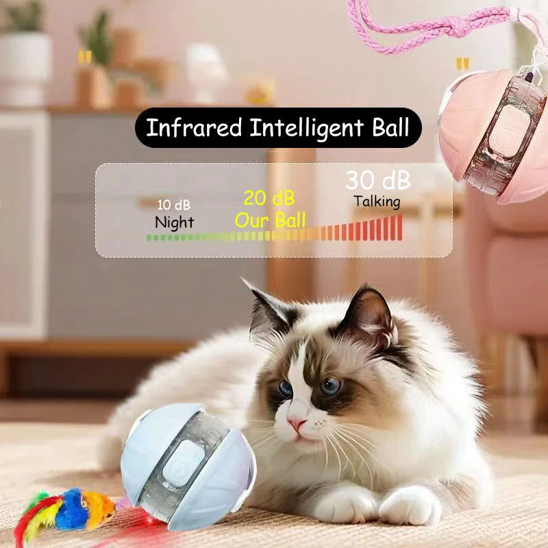 Infrared Interactive Cat Ball Toy – Rechargeable Rolling Tail Toy Imitating Mouse