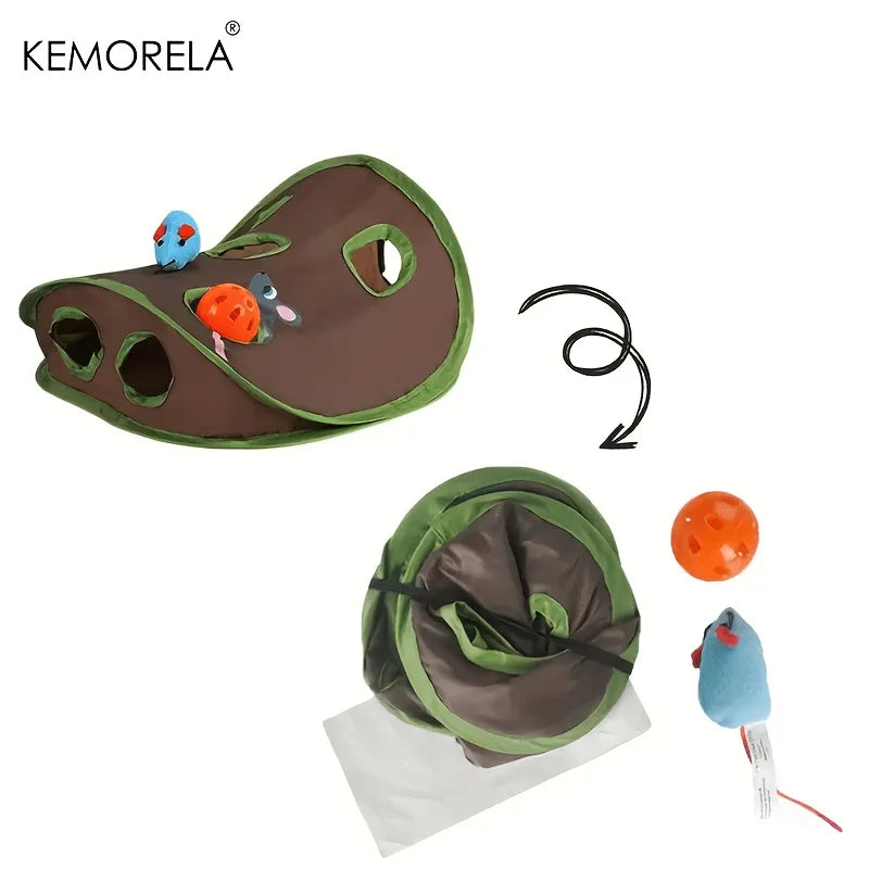 Hide & Seek 9-Hole Cat Toy – Foldable Tunnel Game