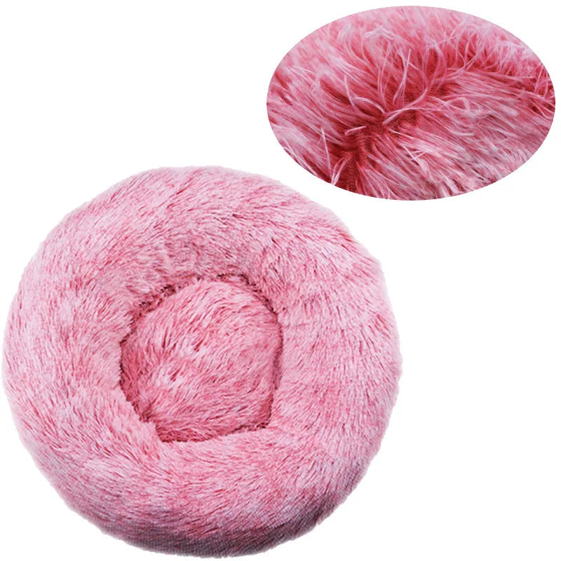 Round Plush Dog Bed – Winter Warm Washable Cat & Dog Basket Bed for Small, Medium & Large Pets