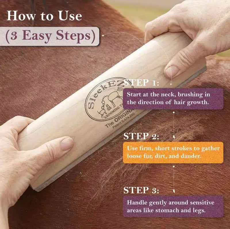 SleekEZ Horse (Dog) Shedding & Grooming Brush – All Hair Types