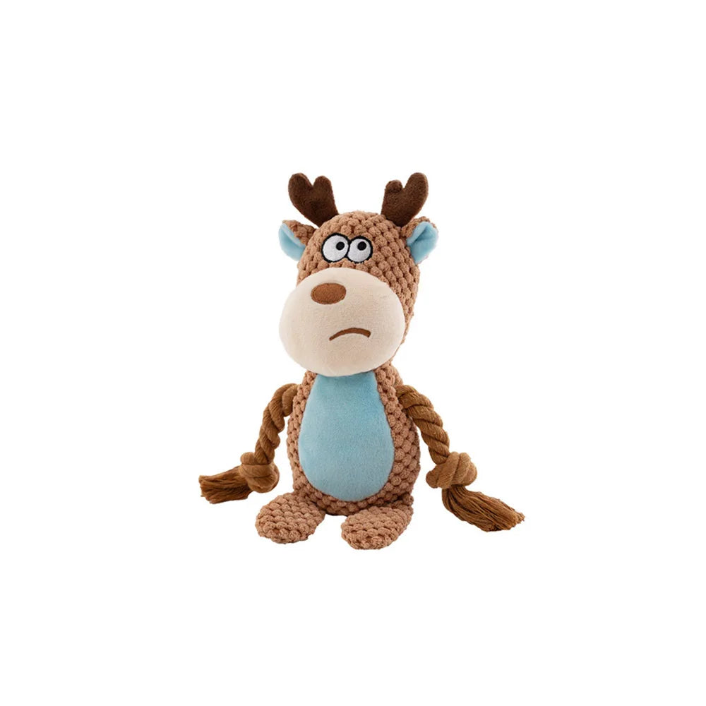 Animal Rope Plush Dog Toy – Rabbit & Monkey Squeaky Chew 🐾🧸